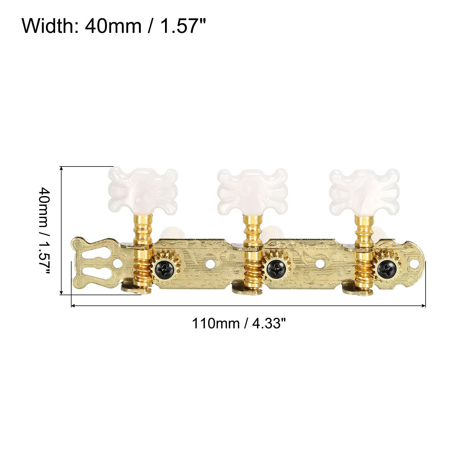 PATIKIL Classical Guitar String Tuners Keys Machine Heads Tuning Pegs 3 Left 3 Right, White Buttons, 1 Set
